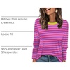WIHOLL Womens Striped Long Sleeve Shirts Fall Outfits 2026 Color Block Tops Fashion Clothing Ribbed Crewneck Tee Blouses(B-hot Pink)