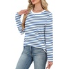 WIHOLL Womens Striped Long Sleeve Shirts Fall Outfits 2026 Color Block Tops Fashion Clothing Ribbed Crewneck Tee Blouses(C-blue White)