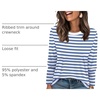WIHOLL Womens Striped Long Sleeve Shirts Fall Outfits 2026 Color Block Tops Fashion Clothing Ribbed Crewneck Tee Blouses(C-blue White)