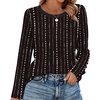 WIHOLL Womens Striped Long Sleeve Shirts Fall Outfits 2026 Color Block Tops Fashion Clothing Ribbed Crewneck Tee Blouses(E-black)