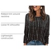 WIHOLL Womens Striped Long Sleeve Shirts Fall Outfits 2026 Color Block Tops Fashion Clothing Ribbed Crewneck Tee Blouses(E-black)