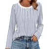 WIHOLL Womens Striped Long Sleeve Shirts Fall Outfits 2026 Color Block Tops Fashion Clothing Ribbed Crewneck Tee Blouses(F-blue Striped)
