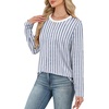 WIHOLL Womens Striped Long Sleeve Shirts Fall Outfits 2026 Color Block Tops Fashion Clothing Ribbed Crewneck Tee Blouses(F-blue Striped)