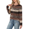 WIHOLL Womens Striped Long Sleeve Shirts Fall Outfits 2026 Color Block Tops Fashion Clothing Ribbed Crewneck Tee Blouses(F-borwn Striped)