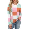 WIHOLL Womens Striped Long Sleeve Shirts Fall Outfits 2026 Color Block Tops Fashion Clothing Ribbed Crewneck Tee Blouses(F-orange Plaid)