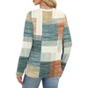 WIHOLL Womens Striped Long Sleeve Shirts Fall Outfits 2026 Color Block Tops Fashion Clothing Ribbed Crewneck Tee Blouses(G-orange and Blue Plaid)