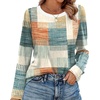 WIHOLL Womens Striped Long Sleeve Shirts Fall Outfits 2026 Color Block Tops Fashion Clothing Ribbed Crewneck Tee Blouses(G-orange and Blue Plaid)