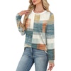 WIHOLL Womens Striped Long Sleeve Shirts Fall Outfits 2026 Color Block Tops Fashion Clothing Ribbed Crewneck Tee Blouses(G-orange and Blue Plaid)