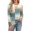 WIHOLL Womens Striped Long Sleeve Shirts Fall Outfits 2026 Color Block Tops Fashion Clothing Ribbed Crewneck Tee Blouses(G-orange and Blue Plaid)