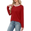 WIHOLL Womens Striped Long Sleeve Shirts Fall Outfits 2026 Color Block Tops Fashion Clothing Ribbed Crewneck Tee Blouses(G-red)