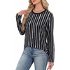 WIHOLL Womens Striped Long Sleeve Shirts Fall Outfits 2026 Color Block Tops Fashion Clothing Ribbed Crewneck Tee Blouses(H-black Stripes)