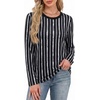 WIHOLL Womens Striped Long Sleeve Shirts Fall Outfits 2026 Color Block Tops Fashion Clothing Ribbed Crewneck Tee Blouses(H-black Stripes)