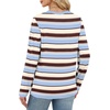 WIHOLL Womens Striped Long Sleeve Shirts Fall Outfits 2026 Color Block Tops Fashion Clothing Ribbed Crewneck Tee Blouses(H-blue Brown Stripe)