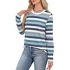WIHOLL Womens Striped Long Sleeve Shirts Fall Outfits 2026 Color Block Tops Fashion Clothing Ribbed Crewneck Tee Blouses(H-blue Stripes)