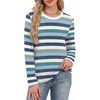 WIHOLL Womens Striped Long Sleeve Shirts Fall Outfits 2026 Color Block Tops Fashion Clothing Ribbed Crewneck Tee Blouses(H-blue Stripes)