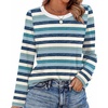 WIHOLL Womens Striped Long Sleeve Shirts Fall Outfits 2026 Color Block Tops Fashion Clothing Ribbed Crewneck Tee Blouses(H-blue Stripes)