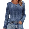 WIHOLL Womens Striped Long Sleeve Shirts Fall Outfits 2026 Color Block Tops Fashion Clothing Ribbed Crewneck Tee Blouses(H-boho Navy)