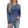 WIHOLL Womens Striped Long Sleeve Shirts Fall Outfits 2026 Color Block Tops Fashion Clothing Ribbed Crewneck Tee Blouses(H-boho Navy)