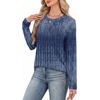 WIHOLL Womens Striped Long Sleeve Shirts Fall Outfits 2026 Color Block Tops Fashion Clothing Ribbed Crewneck Tee Blouses(H-boho Navy)
