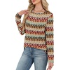 WIHOLL Womens Striped Long Sleeve Shirts Fall Outfits 2026 Color Block Tops Fashion Clothing Ribbed Crewneck Tee Blouses(H-brown Khaki Wave)