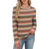 WIHOLL Womens Striped Long Sleeve Shirts Fall Outfits 2026 Color Block Tops Fashion Clothing Ribbed Crewneck Tee Blouses(H-brown Khaki Wave)
