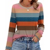 WIHOLL Womens Striped Long Sleeve Shirts Fall Outfits 2026 Color Block Tops Fashion Clothing Ribbed Crewneck Tee Blouses(H-colorful Stripe)