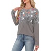 WIHOLL Womens Striped Long Sleeve Shirts Fall Outfits 2026 Color Block Tops Fashion Clothing Ribbed Crewneck Tee Blouses(H-floral Grey)