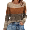 WIHOLL Womens Striped Long Sleeve Shirts Fall Outfits 2026 Color Block Tops Fashion Clothing Ribbed Crewneck Tee Blouses(H-khaki Stripe)