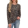 WIHOLL Womens Striped Long Sleeve Shirts Fall Outfits 2026 Color Block Tops Fashion Clothing Ribbed Crewneck Tee Blouses(H-leopard)