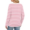 WIHOLL Womens Striped Long Sleeve Shirts Fall Outfits 2026 Color Block Tops Fashion Clothing Ribbed Crewneck Tee Blouses(H-pink Stripes)