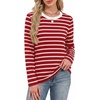 WIHOLL Womens Striped Long Sleeve Shirts Fall Outfits 2026 Color Block Tops Fashion Clothing Ribbed Crewneck Tee Blouses(H-red Stripes)