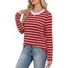 WIHOLL Womens Striped Long Sleeve Shirts Fall Outfits 2026 Color Block Tops Fashion Clothing Ribbed Crewneck Tee Blouses(H-red Stripes)