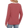 WIHOLL Womens Striped Long Sleeve Shirts Fall Outfits 2026 Color Block Tops Fashion Clothing Ribbed Crewneck Tee Blouses(H-red Stripes)