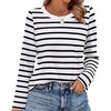 WIHOLL Womens Striped Long Sleeve Shirts Fall Outfits 2026 Color Block Tops Fashion Clothing Ribbed Crewneck Tee Blouses(H-white Stripes)