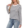 WIHOLL Womens Striped Long Sleeve Shirts Fall Outfits 2026 Color Block Tops Fashion Clothing Ribbed Crewneck Tee Blouses(H-white Stripes)