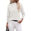WIHOLL Womens Sweaters Mock Neck Long Sleeve Tops Fall Outfits Fashion 2026(All White)