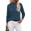 WIHOLL Womens Sweaters Mock Neck Long Sleeve Tops Fall Outfits Fashion 2026(Blue)