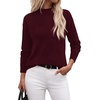 WIHOLL Womens Sweaters Mock Neck Long Sleeve Tops Fall Outfits Fashion 2026(Burgundy)
