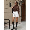 WIHOLL Womens Sweaters Mock Neck Long Sleeve Tops Fall Outfits Fashion 2026(Chocolate Brown)