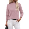 WIHOLL Womens Sweaters Mock Neck Long Sleeve Tops Fall Outfits Fashion 2026(Dusty Pink)