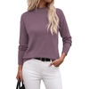 WIHOLL Womens Sweaters Mock Neck Long Sleeve Tops Fall Outfits Fashion 2026(Dusty Purple)