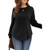WIHOLL Womens Sweatshirts No Hood Cozy Sweaters Pullover Long Sleeve T Shirts Round Neck Tops Side Split Black S