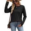 WIHOLL Womens Sweatshirts No Hood Cozy Sweaters Pullover Long Sleeve T Shirts Round Neck Tops Side Split Black S