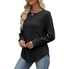 WIHOLL Womens Sweatshirts No Hood Cozy Sweaters Pullover Long Sleeve T Shirts Round Neck Tops Side Split Black S