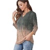 WIHOLL Womens Tops 3/4 Length Sleeve V Neck Shirts Dressy Casual Pleated Blouses Fall Vacation Fashion Trendy Clothes(1-tie-dye Coral)