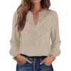 WIHOLL Womens Tops Lace Long Sleeve Tops for Women Boho V Neck Blouses(01 – Apricot)