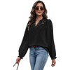 WIHOLL Womens Tops Lace Long Sleeve Tops for Women Boho V Neck Blouses(01 – Black)