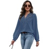 WIHOLL Womens Tops Lace Long Sleeve Tops for Women Boho V Neck Blouses(01 – Blue)