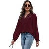 WIHOLL Womens Tops Lace Long Sleeve Tops for Women Boho V Neck Blouses(01 – Burgundy)