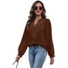 WIHOLL Womens Tops Lace Long Sleeve Tops for Women Boho V Neck Blouses(01 – Coffee)